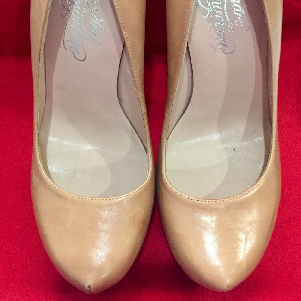 Alejandro Ingelmo Intermix Nude Camel Tan Platform High Heel Pumps Sz 36
